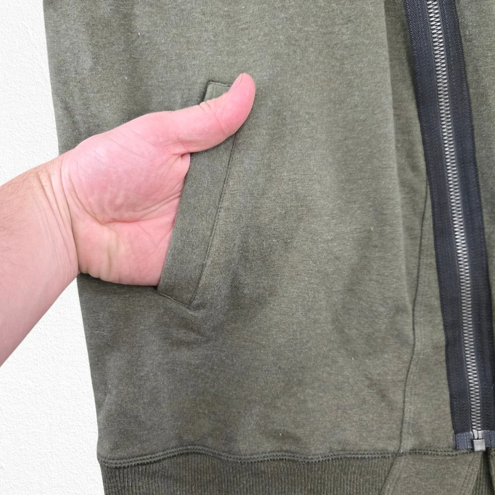 Lululemon Olive Gray Asymmetrical Zip Jacket Cotton Men's Sweatshirt Size Medium